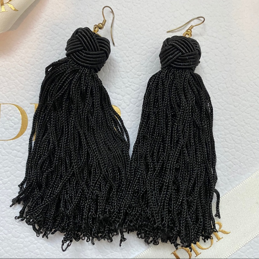 Black fringe earrings